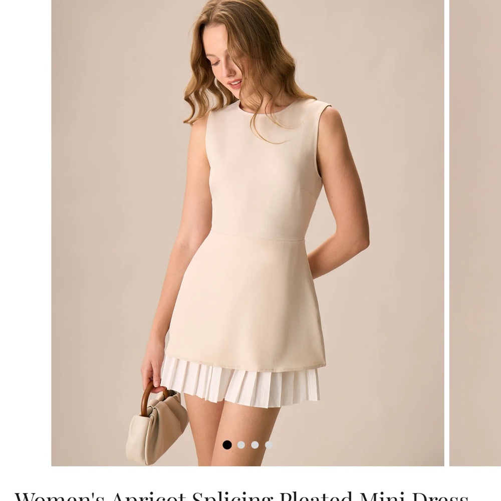 RIHOAS Apricot Pleated Mini Dress